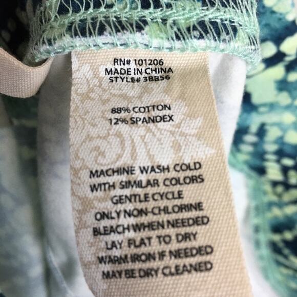 Soft Surroundings Green Print Pull On Pants Petite Large - Picture 8 of 8